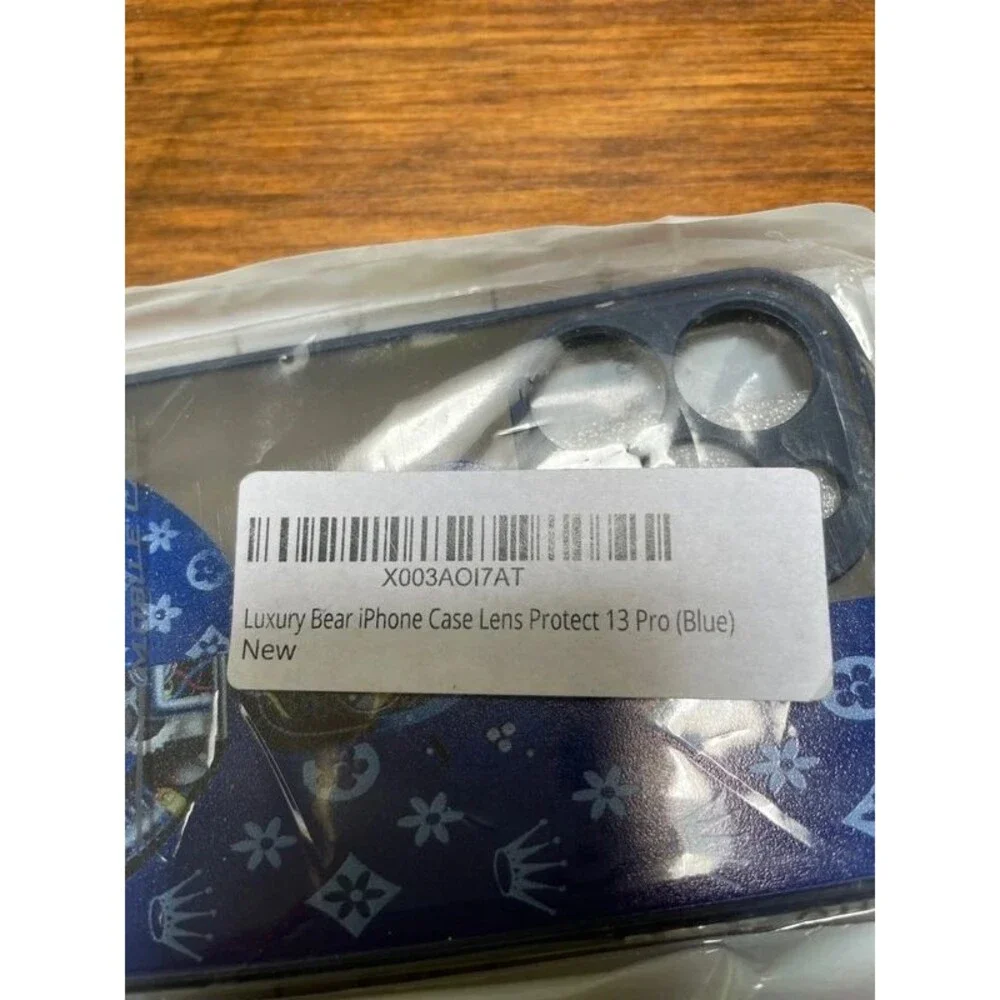Luxury bear iPhone case lens protect 13 Pro Blue new